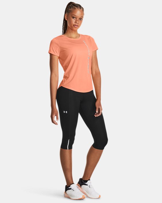 เสื้อแขนสั้น UA Speed Stride Graphic สำหรับผู้หญิง in Orange image number 2